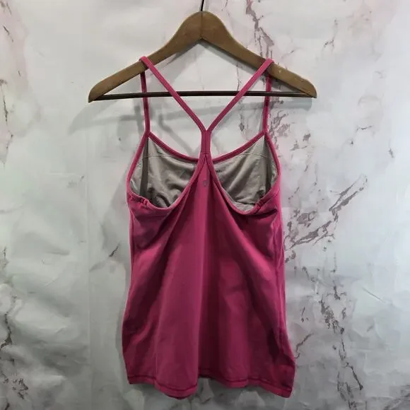 Lululemon Tank Top Womens 10 Pink Built In Shelf Bra Y T Racerback Magenta Hot - Picture 5 of 10